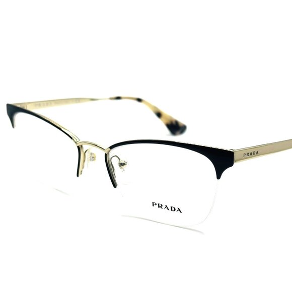 NEW PRADA VPR65Q QE3-1O1 Black Gold Women Eyeglasses 51mm 17 140